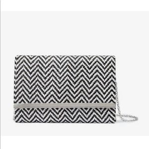 Black & White Straw Chevron Print Purse